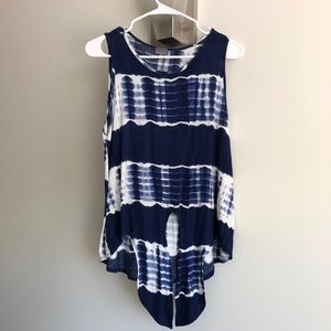 EUC Braeve Blue and White Sleeveless Tie Top